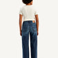 Women's Navy Blue Wide Leg Fit High Rise Jeans - Back View