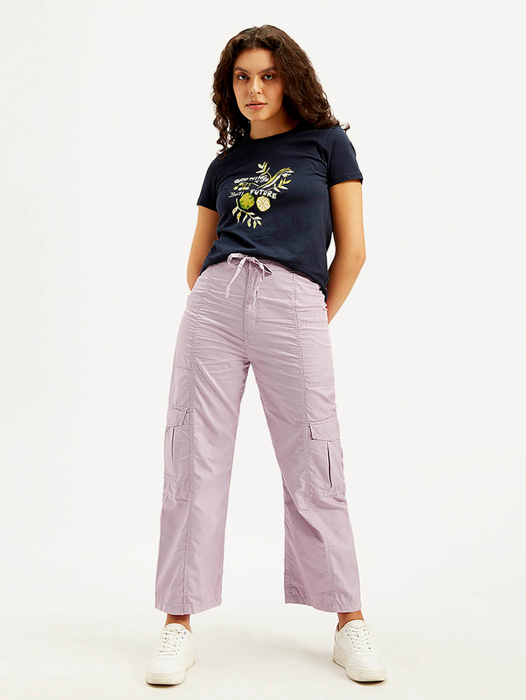 Women's Purple Loose Fit High Rise Jeans