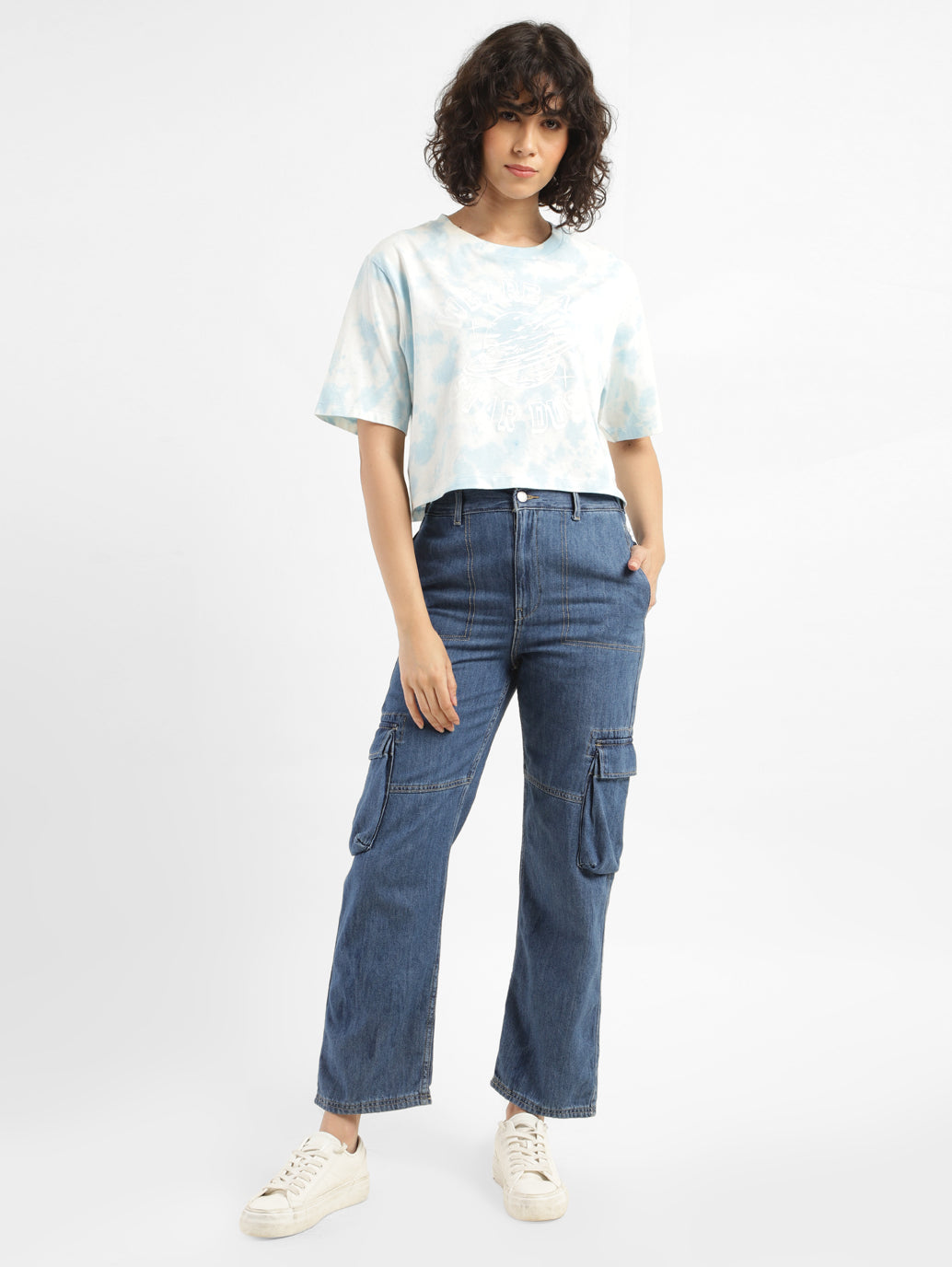 Women's Blue Bootcut Fit High Rise Jeans