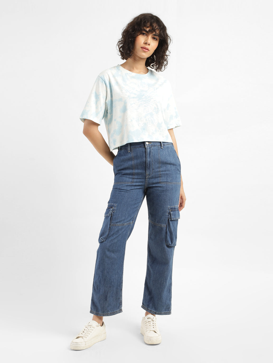 Women's Blue Bootcut Fit High Rise Jeans - Main Image