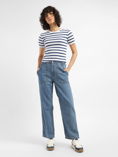 levi's Women's 94 Blue Baggy Wide Leg Fit Mid Rise Jeans-picture-32