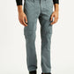 Men's Grey Slim Fit Cargo Trousers - Front View