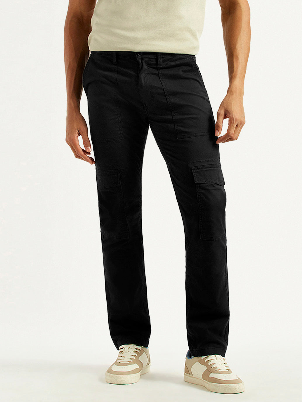 Men's 511 Black Slim Fit Cargo Trousers - Front View