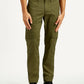 Men's Olive Green Slim Fit Cargo Trousers - Front View