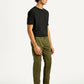 Men's Olive Green Slim Fit Cargo Trousers - Side View
