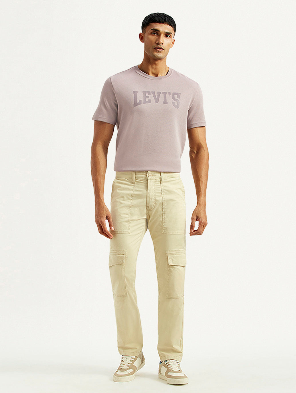 Men's 511 Beige Slim Fit cargo Trousers - Front View