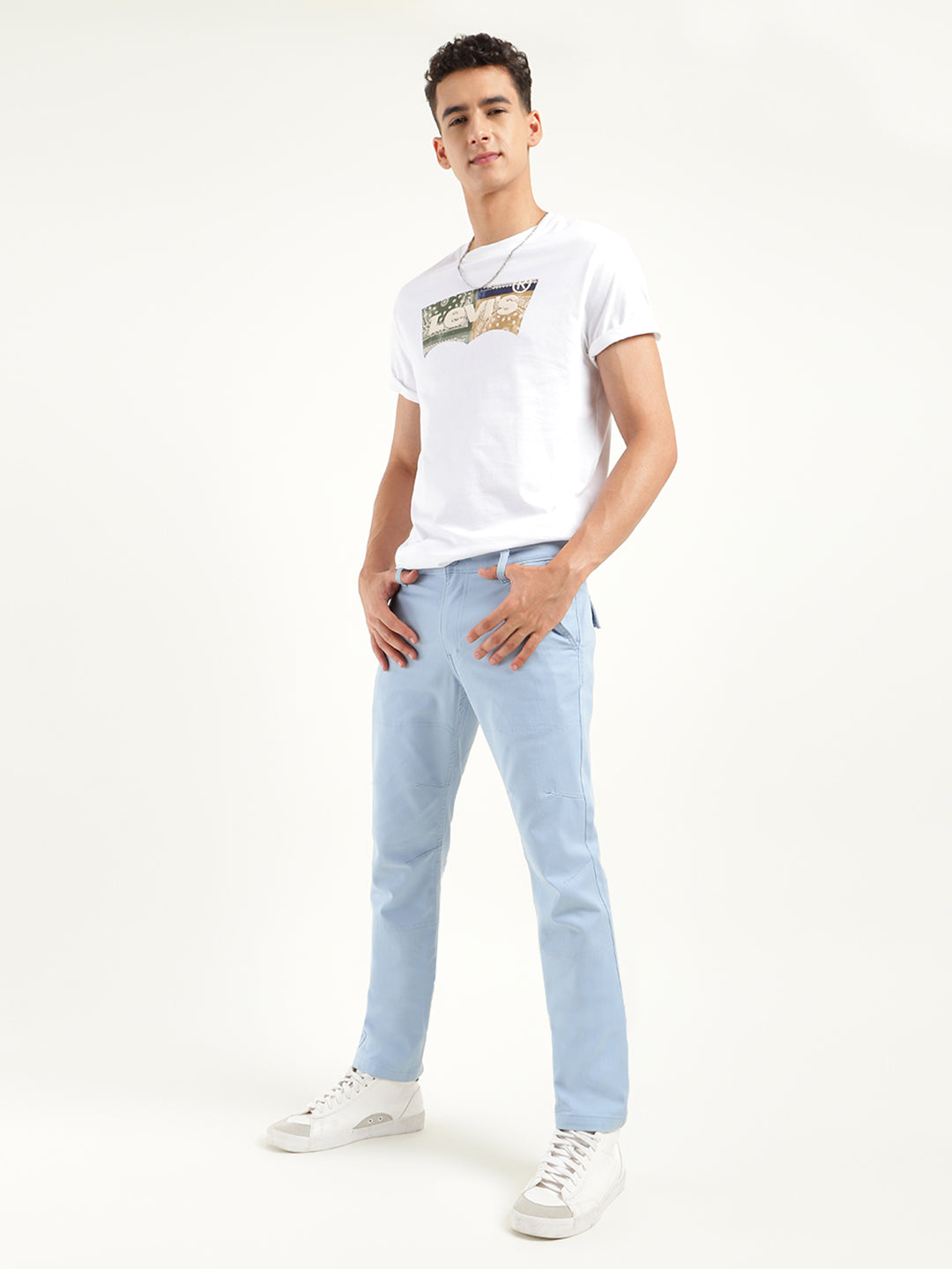 Men's Slim Fit Blue Chino Trousers