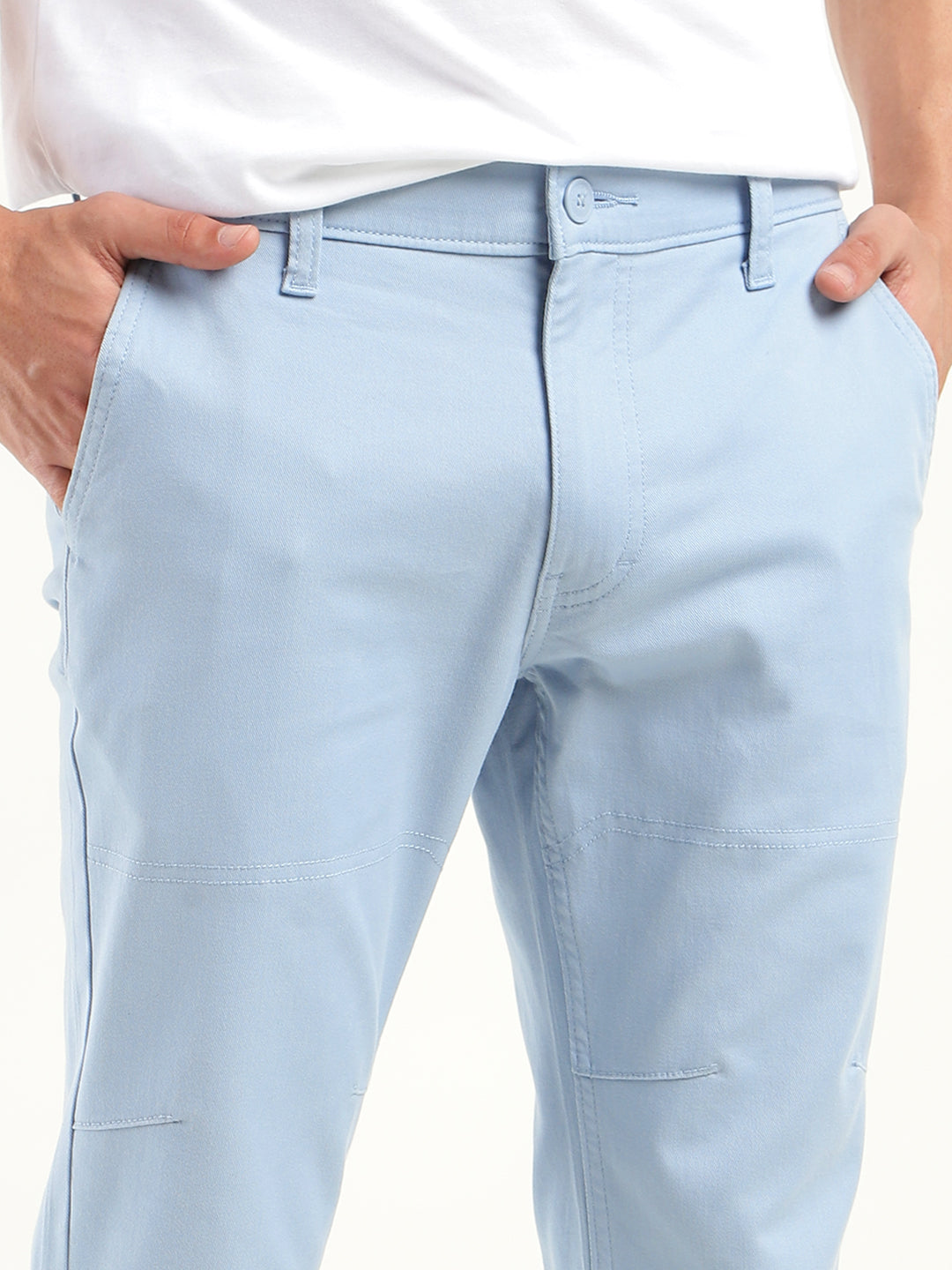 Men's Slim Fit Blue Cargo Trousers