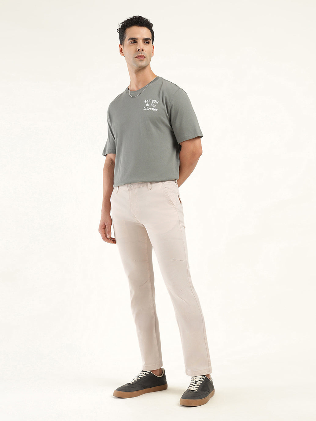Men's Cream Slim Fit Chinos
