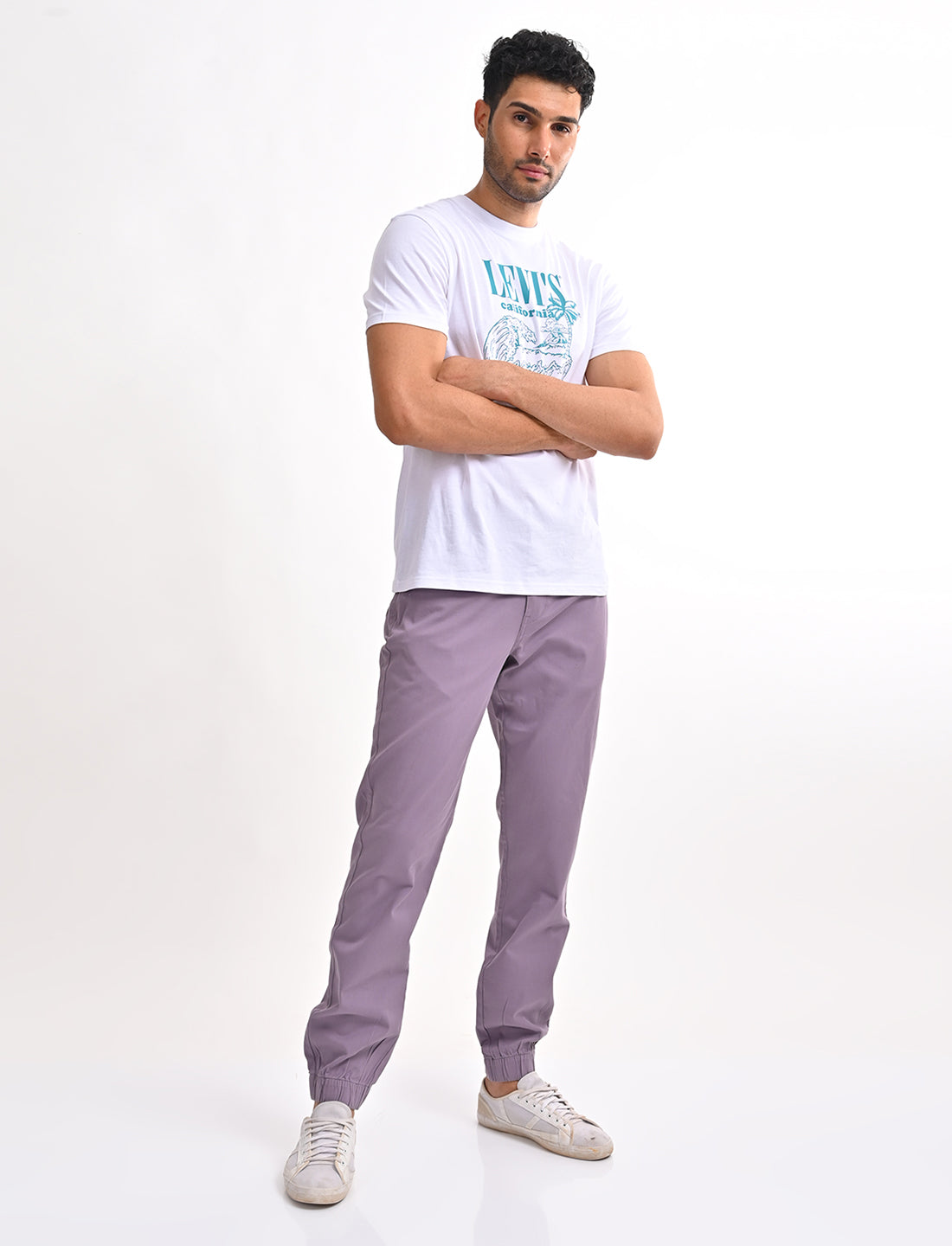 Men's Relaxed Fit Purple Jogger Cargos