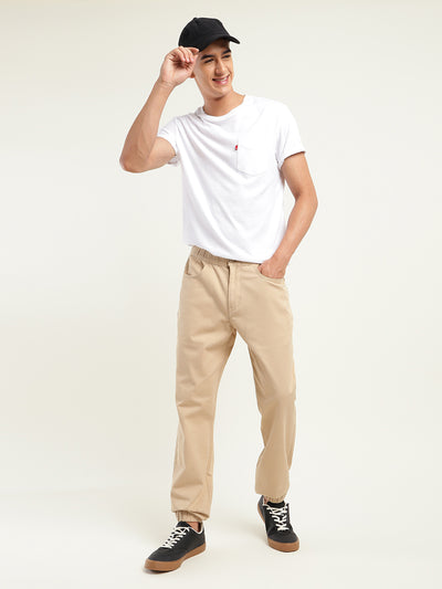 Men's Relaxed Fit Khaki Cargo Trousers