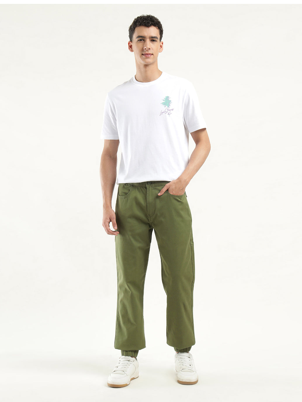 Men's Olive Regular Fit Jogger Trousers