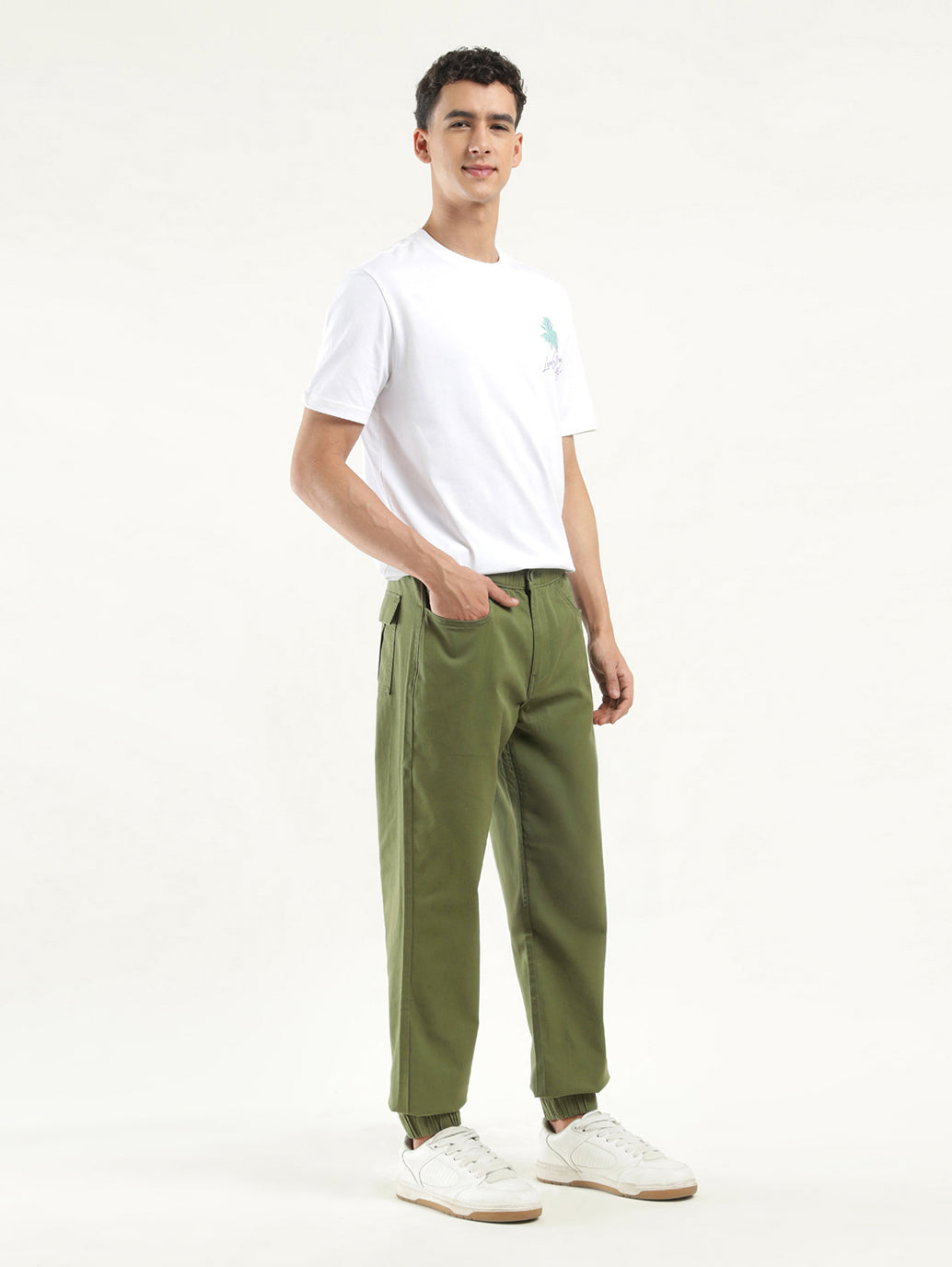 Men's Olive Regular Fit Jogger Trousers