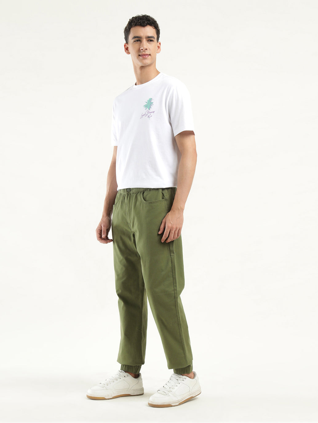 Men's Olive Regular Fit Jogger Trousers