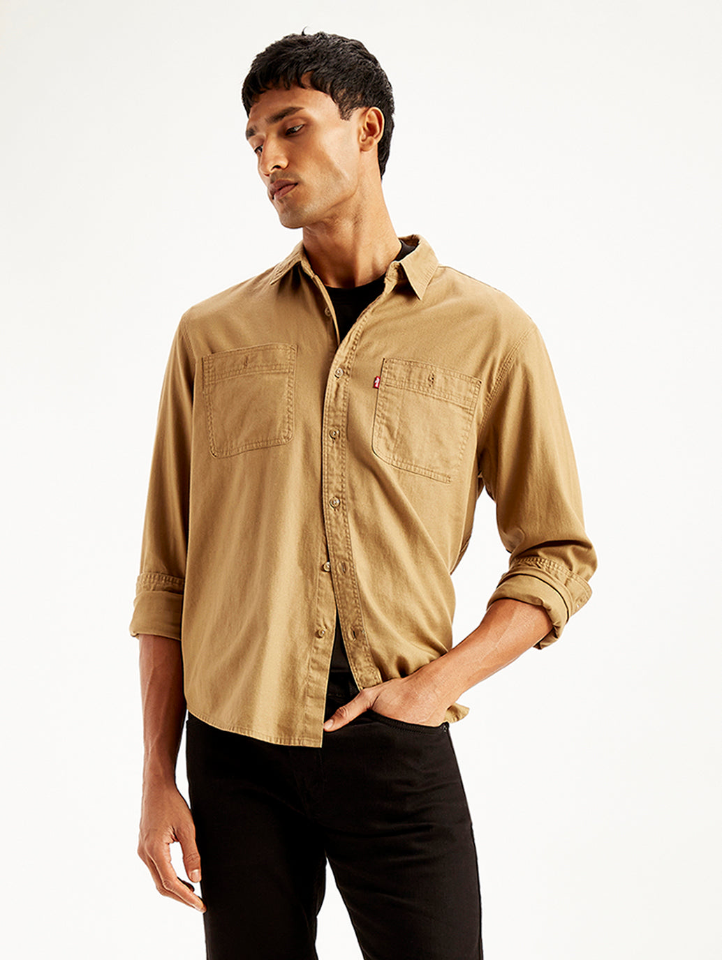 Men's Solid Slim Fit Denim Shirt