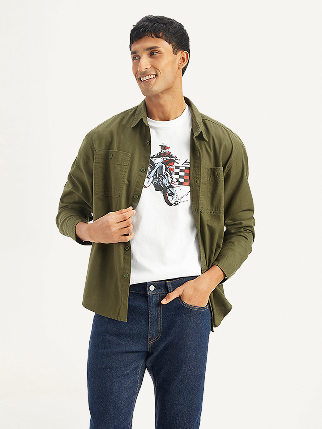 Men's Solid Regular Fit Denim Shirt - fa55b52a-ac1a-4327-80b1-3b625556aec3 View