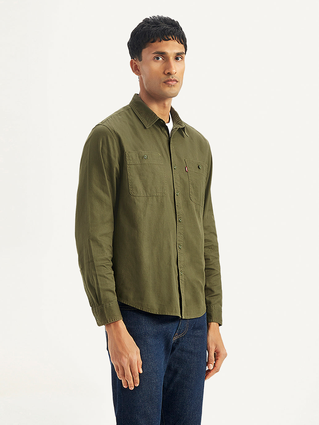 Men's Solid Regular Fit Denim Shirt - ba494eca-ae68-450b-b97a-9fe07a19bc85 View