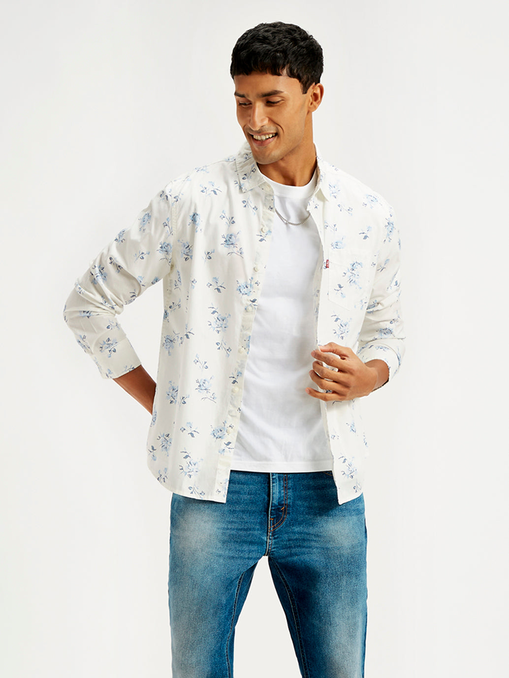 Men's Floral Print Slim Fit Shirt