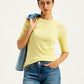 Women's Solid Yellow Crew Neck Sweater - 72c07bd7-fe0d-445c-bd50-65dfe9ba36c0 View