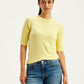 Women's Solid Yellow Crew Neck Sweater - c5ebff0e-1f84-47b7-b12e-a3ba1577cd34 View
