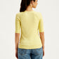 Women's Solid Yellow Crew Neck Sweater - 8edca38b-f242-4fad-9bcb-d384d94edf32 View