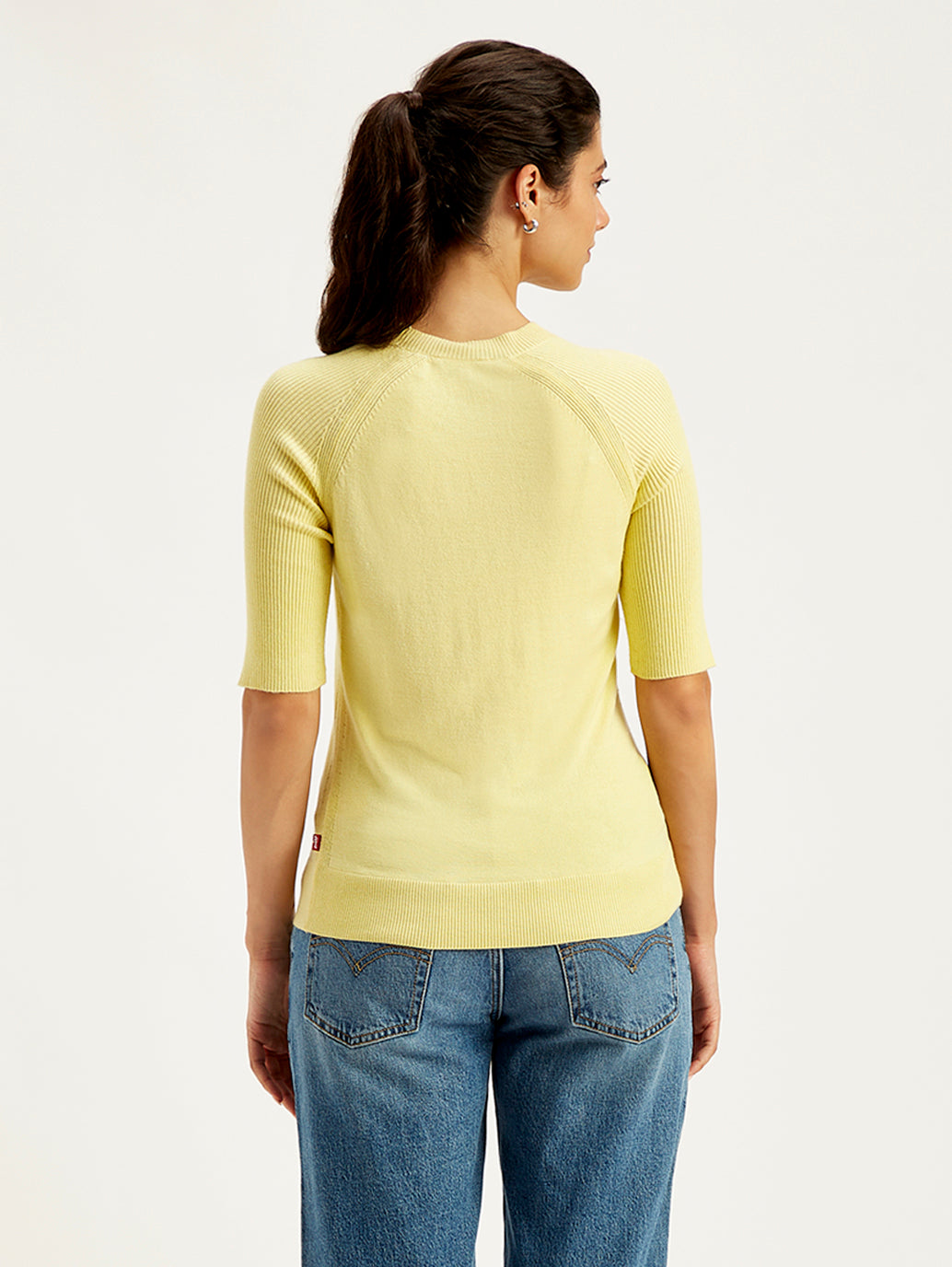 Women's Solid Yellow Crew Neck Sweater