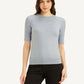 Women's Solid Greyish-Blue Crew Neck Top - Front View