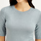 Women's Solid Greyish-Blue Crew Neck Top