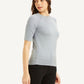 Women's Solid Greyish-Blue Crew Neck Top - Side View