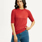 Women's Solid Red Crew Neck Top - Styleshot View