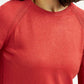 Women's Solid Red Crew Neck Top - Detail View