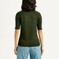 Women's Solid Dark Green Crew Neck Top - Back View
