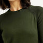 Women's Solid Dark Green Crew Neck Top - Detail View