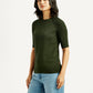 Women's Solid Dark Green Crew Neck Top - Side View