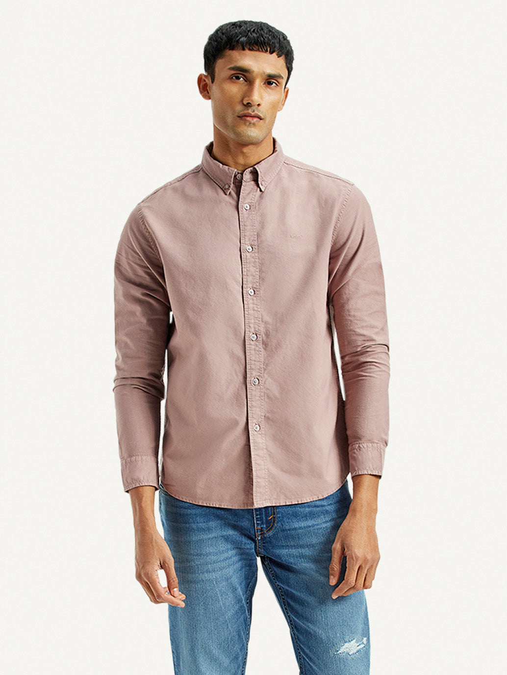 Men's Solid Overdyed Slim Fit Oxford Shirt