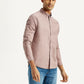 Men's Solid Overdyed Slim Fit Shirt - Side View