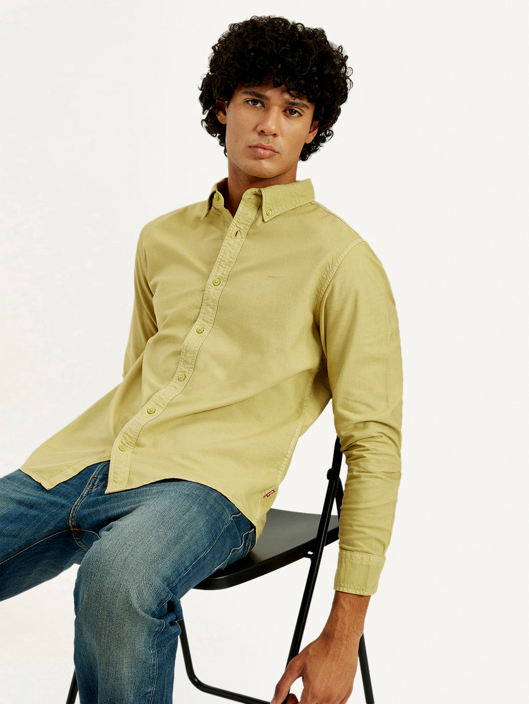 Men's Solid Overdyed Slim Fit Shirt - Elevated View