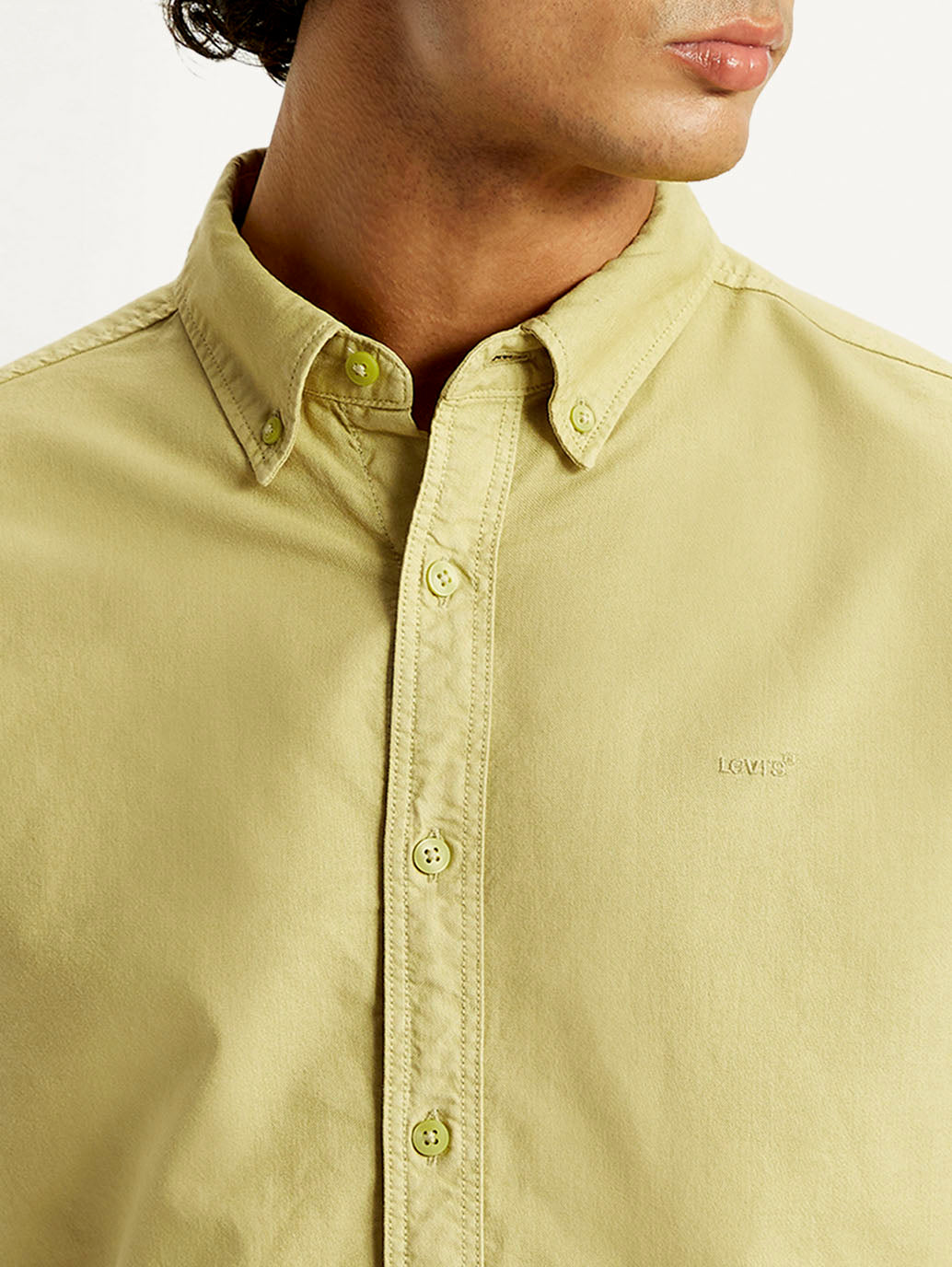 Men's Solid Overdyed Slim Fit Shirt - Detail View