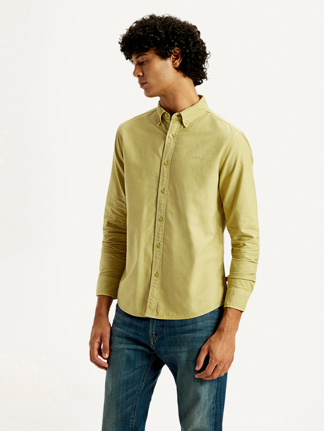 Men's Solid Overdyed Slim Fit Shirt - Side View