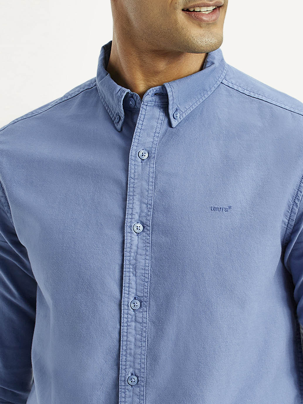 Men's Solid Overdyed Slim Fit Shirt - Detail View