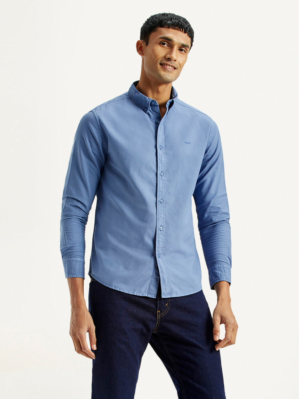 Men's Solid Overdyed Slim Fit Shirt - Styleshot View