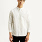 Men's Solid White Slim Fit Oxford Shirt - Front View