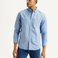 Men's Solid Light Blue Slim Fit Oxford Shirt - Styleshot View