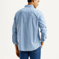 Men's Solid Light Blue Slim Fit Oxford Shirt - Back View