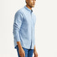 Men's Solid Light Blue Slim Fit Oxford Shirt - Side View