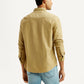 Men's Solid Beige Slim Fit Oxford Shirt - Back View