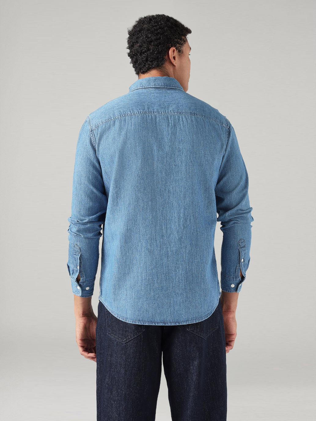 Men's Solid Slim Fit Linen Shirt - Back View