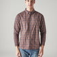 Men's Checkered Slim Fit Overdyed Oxford Shirt - Front View