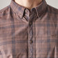 Men's Checkered Slim Fit Overdyed Oxford Shirt - Detail View
