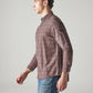 Men's Checkered Slim Fit Overdyed Oxford Shirt - Side View